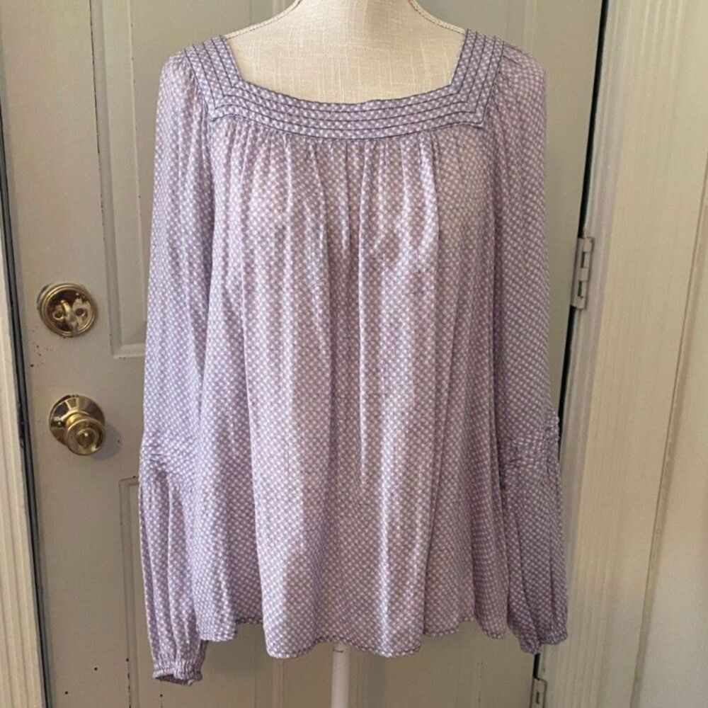 LC Lauren Conrad Square Neck Long Sleeve Peasant Top Size XL